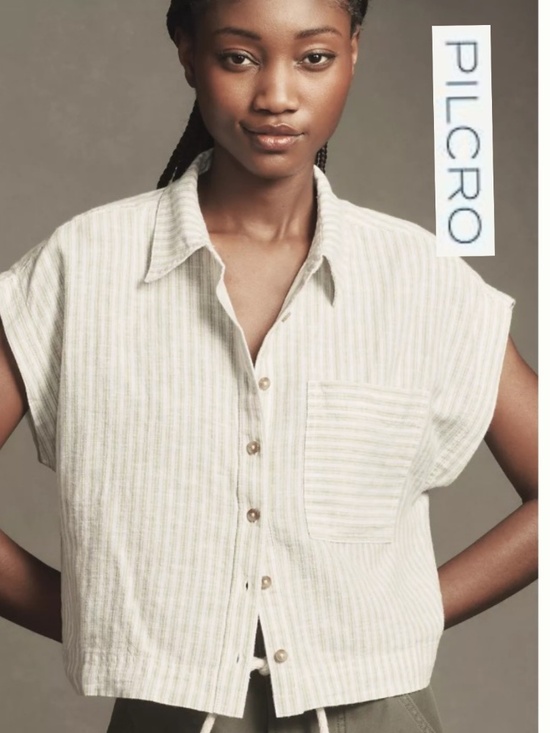 Pilcro Tops - Anthro PILCRO Wedge stripe crop blouse, XL, GP1549